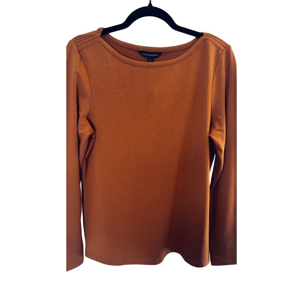 NWT Banana Republic Womens Medium Orange Boat Neck Casual Top Rayon Blend